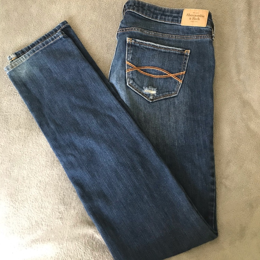 Abercrombie and Fitch blue distressed jeans